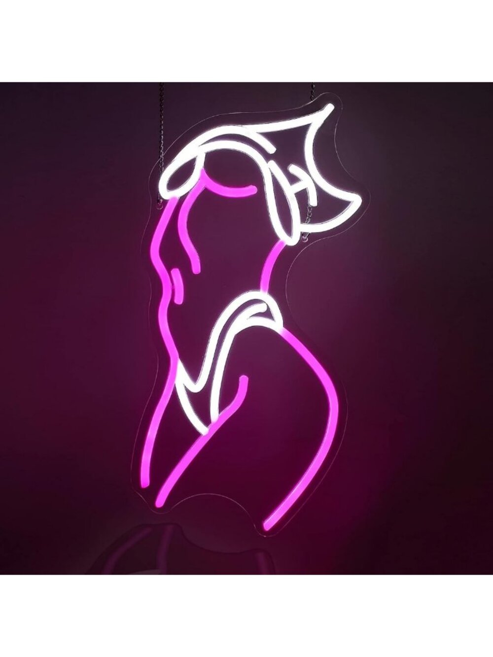 Neon Wall Decor Light Sign - Pink & White LED Neon Art for Home & Party Decor